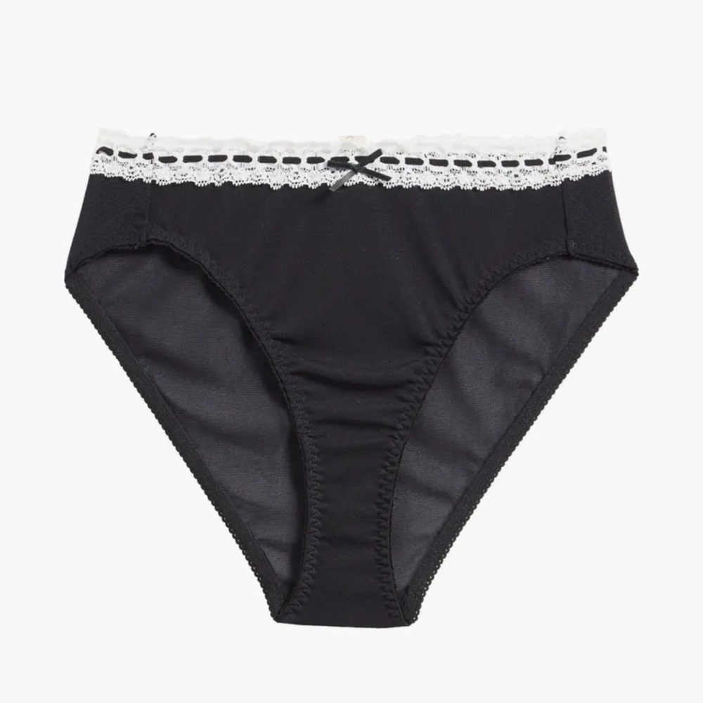 Intimately FREE PEOPLE So Sweet Bikini Underwear Medium Black Mesh Lace Dainty